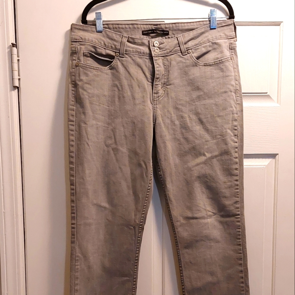Levi Strauss Grey Slender Straight Sz 14 Jeans